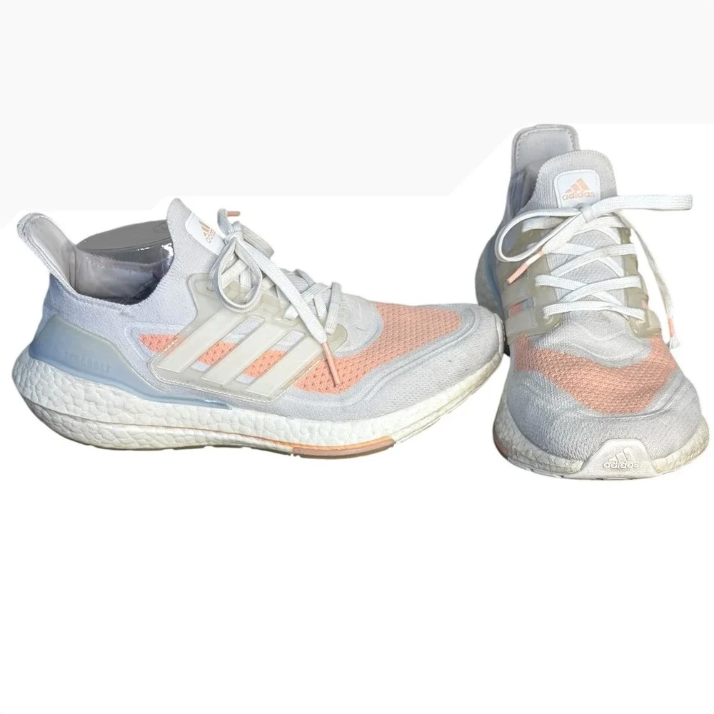 Adidas White Peach‎ Ultraboost 21 Fair Primeknit Running Shoes Women's Size 8.5